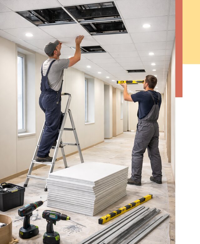 Ремонт потолка Армстронг в Кыштыме от 4674 руб. — быстро и недорого | ОТДЕЛОЧНИК-Кшт