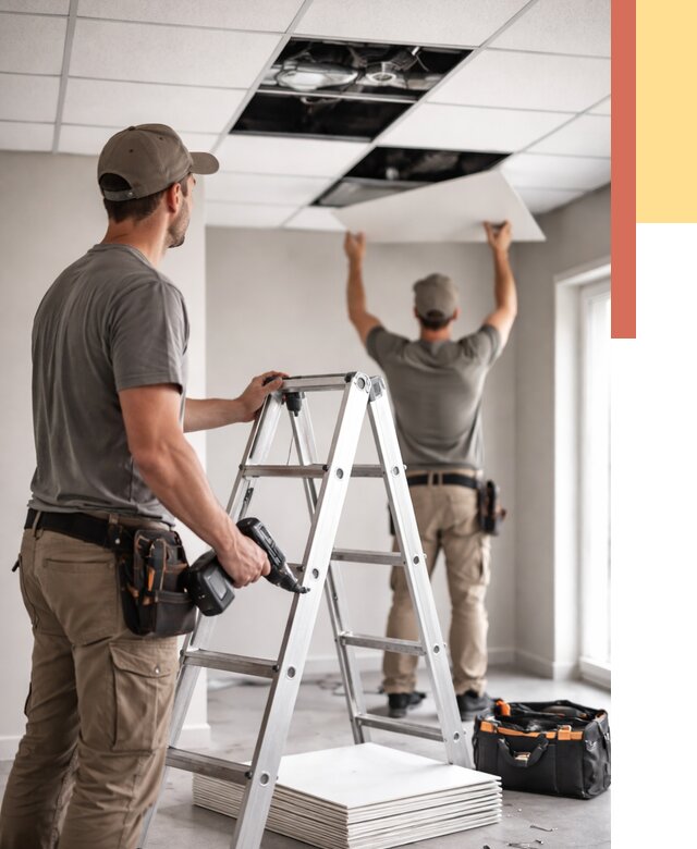 Обслуживание подвесного потолка в Кыштыме от 3635 руб. — быстро и недорого | ОТДЕЛОЧНИК-Кшт