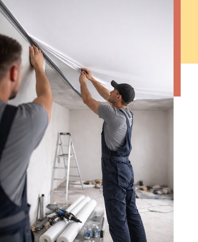 Монтаж матового натяжного потолка в Кыштыме от 4674 руб./м² — быстро и недорого | ОТДЕЛОЧНИК-Кшт