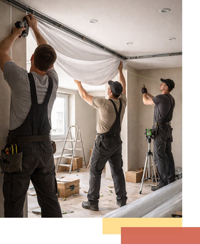 Монтаж парящего натяжного потолка под ключ в Кыштыме