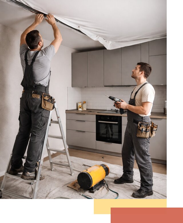 Монтаж натяжного потолка на кухне в Кыштыме