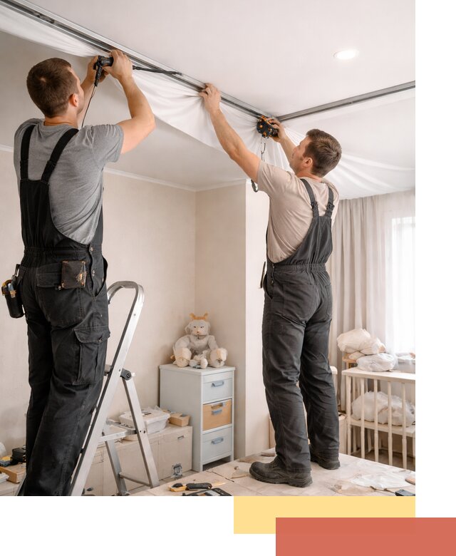 Монтаж натяжного потолка в детской комнате в Кыштыме