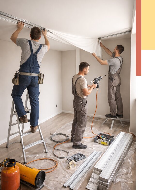 Монтаж натяжного потолка в студии в Кыштыме от 5712 руб. — быстро и недорого | ОТДЕЛОЧНИК-Кшт