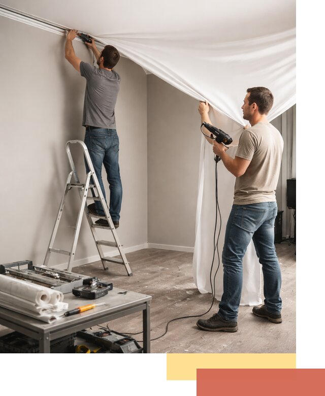 Монтаж натяжного потолка в студии в Кыштыме