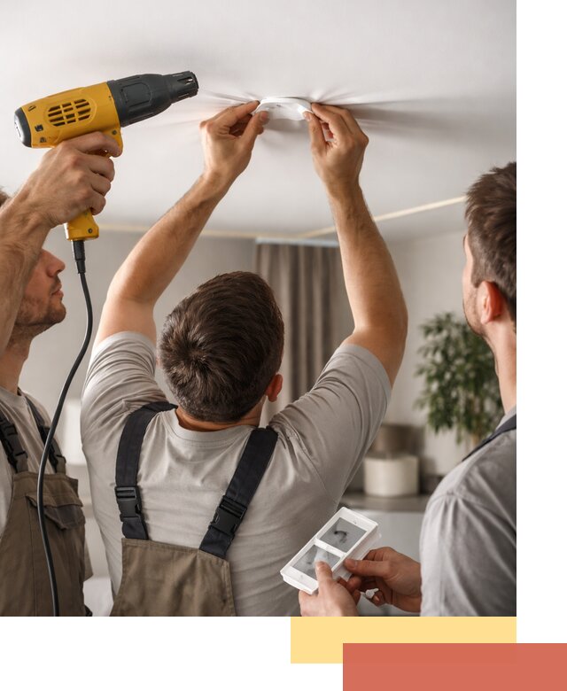 Ремонт прокола полотна натяжного потолка в Кыштыме