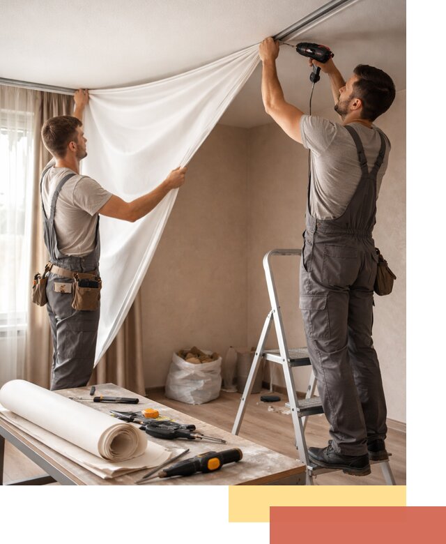 Замена полотна натяжного потолка в Кыштыме быстро и качественно