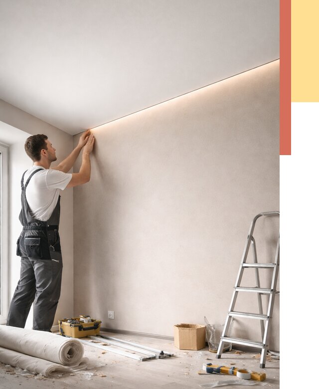 Теневые натяжные потолки в Кыштыме от 8517 руб. под ключ | ОТДЕЛОЧНИК-Кшт