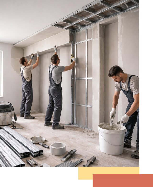 Монтаж потолка из гипсокартона с нишей в Кыштыме