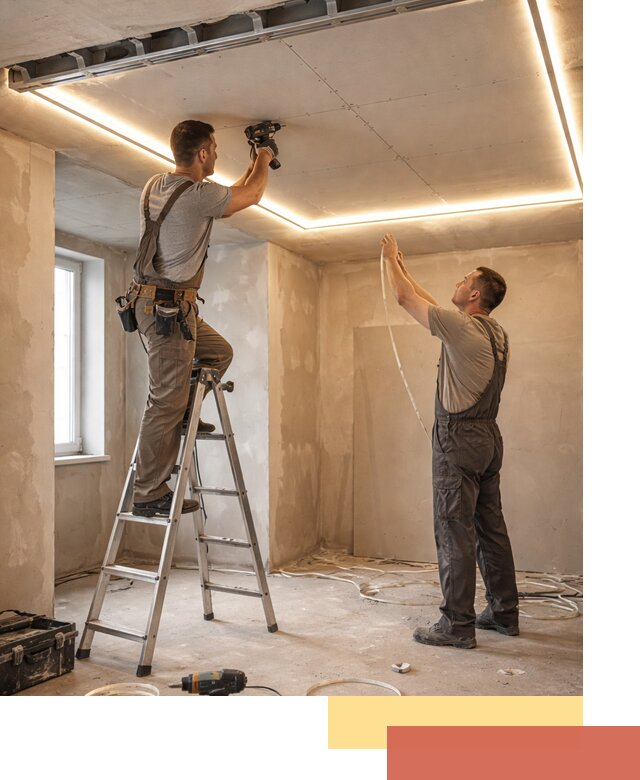 Потолок из гипсокартона с подсветкой в Кыштыме