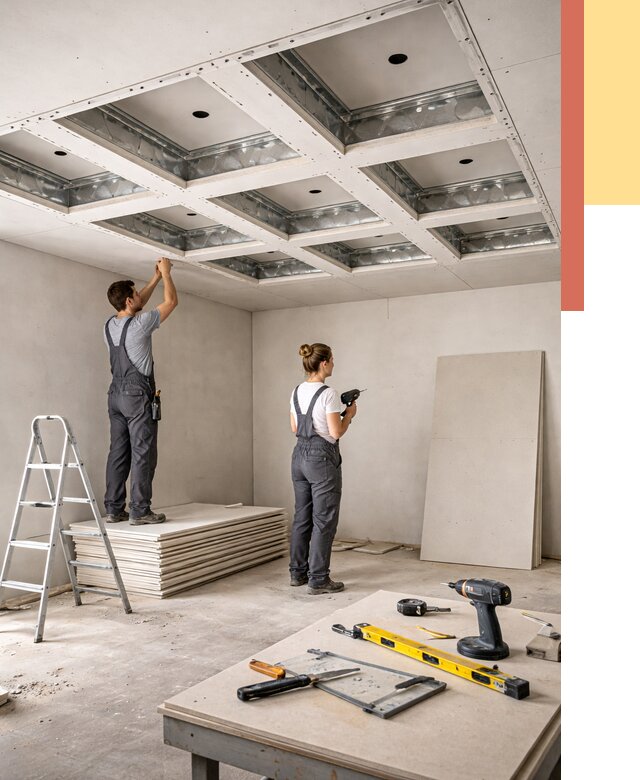 Кессонный потолок из гипсокартона в Кыштыме от 1921 руб. — монтаж и под ключ | ОТДЕЛОЧНИК-Кшт