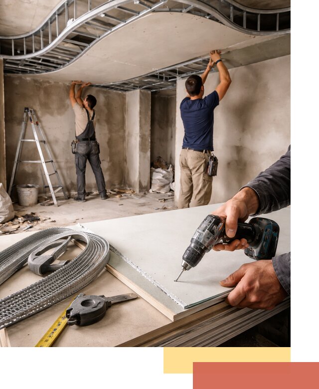 Криволинейный потолок из гипсокартона в Кыштыме — монтаж и отделка