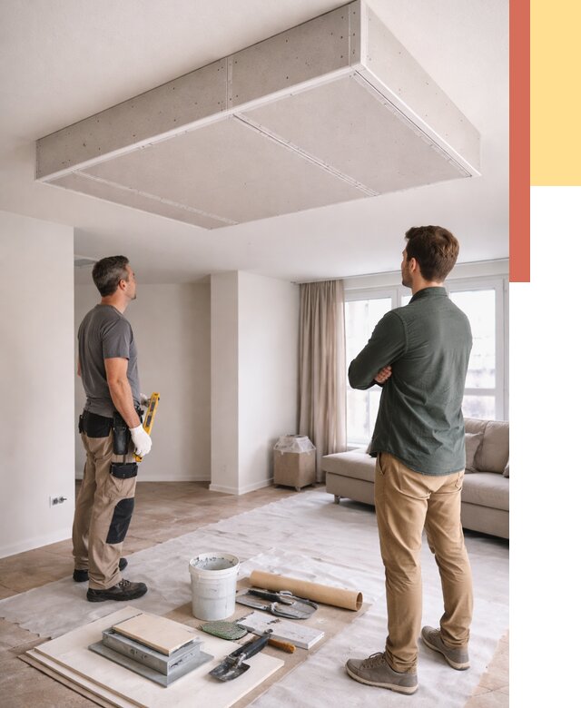 Короб на потолке из гипсокартона в Кыштыме от 2285 руб. — монтаж и услуги под ключ | ОТДЕЛОЧНИК-Кшт