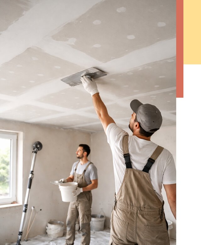 Шпаклевка потолка из гипсокартона в Кыштыме от 3324 руб./м2 — услуги под ключ | ОТДЕЛОЧНИК-Кшт