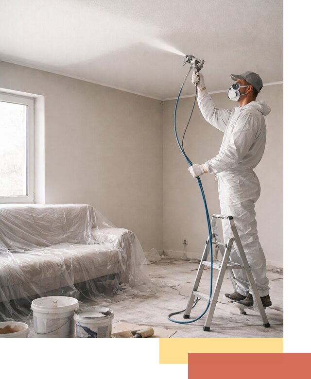 Покраска потолка краскопультом в Кыштыме быстро и качественно