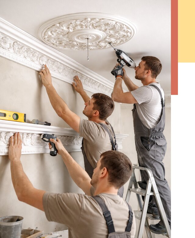 Монтаж лепнины на потолок в Кыштыме от 3324 руб. быстро и недорого | ОТДЕЛОЧНИК-Кшт